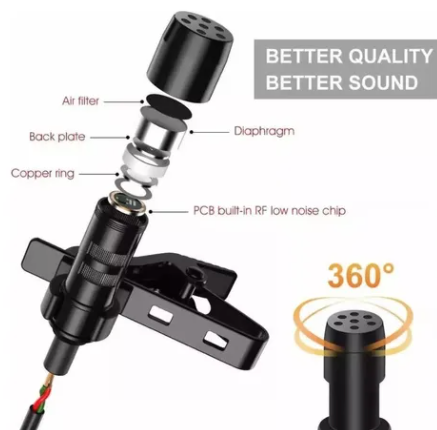 Micrófono De Solapa Calidad Profesional 3.5m Camara Celular