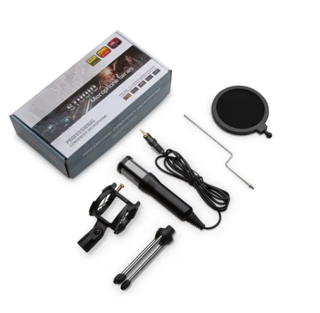 Micrófono Profesional Condensador Con Filtro 3.5mm Tripie Pc
